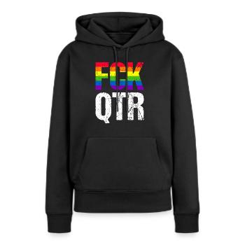 FCK QTR Fußball Fußballer - Frauen Premium Bio Hoodie - Schwarz - Vorne - Julia (174cm)