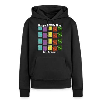 100e jour d’école Joyeux 100 jours d’école - Sweat à capuche Premium bio Femme - noir - Devant - Julia (174cm)