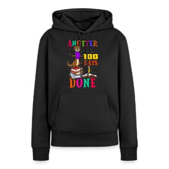 Joyeux 100e jour Done Otter 100 jours d’école - Sweat à capuche Premium bio Femme - noir - Devant - Julia (174cm)