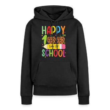 100e jour crayon léopard joyeux 100 jours d’école - Sweat à capuche Premium bio Femme - noir - Devant - Julia (174cm)