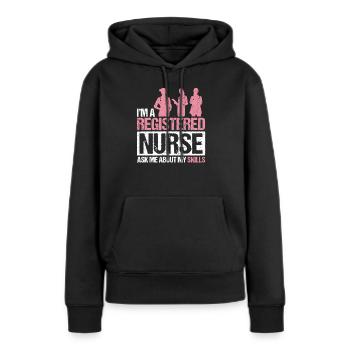 Hôpital de soins infirmiers autorisés - Sweat à capuche Premium bio Femme - noir - Devant - Julia (174cm)
