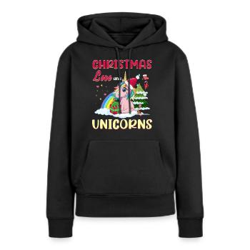 Einhorn Pferde Reitern Weihnachen Liebe Reiten - Frauen Premium Bio Hoodie - Schwarz - Vorne - Julia (174cm)