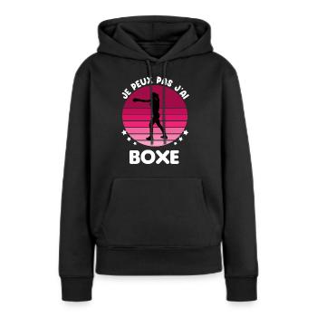 je peux pas j'ai boxe vintage femme - Sweat à capuche Premium bio Femme - noir - Devant - Julia (174cm)