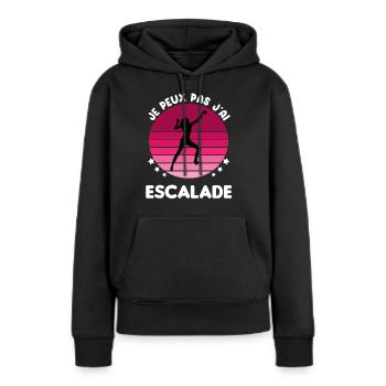 je peux pas j'ai escalade vintage femme - Sweat à capuche Premium bio Femme - noir - Devant - Julia (174cm)