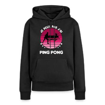 je peux pas j'ai ping pong vintage femme - Sweat à capuche Premium bio Femme - noir - Devant - Julia (174cm)