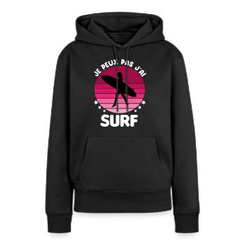 je peux pas j'ai surf board vintage femme - Sweat à capuche Premium bio Femme - noir - Devant - Julia (174cm)