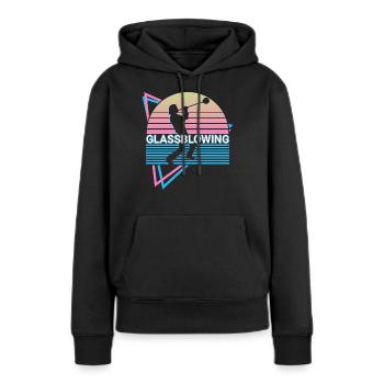 Soufflage de verre Rétro Souffleurs de verre - Sweat à capuche Premium bio Femme - noir - Devant - Julia (174cm)