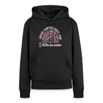 Technicien vétérinaire compatissant pour animaux de compagnie - Sweat à capuche Premium bio Femme - noir - Devant - Julia (174cm)