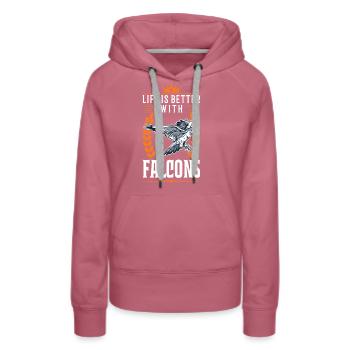 La vie est meilleure avec Falken Falkner - Sweat à capuche Premium bio Femme - mauve - Devant - Isabella (175cm)