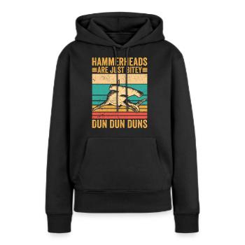 Lustige Hammerhaie sind einfach bissig Dun Dun Dun - Frauen Premium Bio Hoodie - Schwarz - Vorne - Julia (174cm)