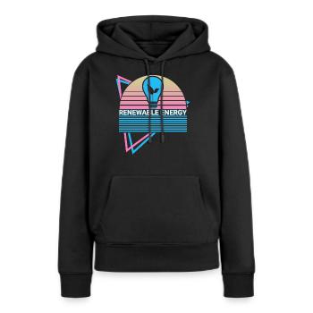 Énergie renouvelable Énergie propre Rétro - Sweat à capuche Premium bio Femme - noir - Devant - Julia (174cm)