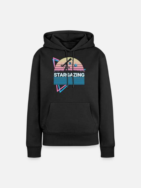 Sterngucker Stargazer Retro - Frauen Premium Bio Hoodie - Schwarz