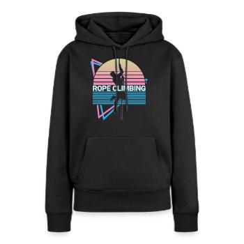 Escalade sur corde Grimpeur de corde rétro - Sweat à capuche Premium bio Femme - noir - Devant - Julia (174cm)