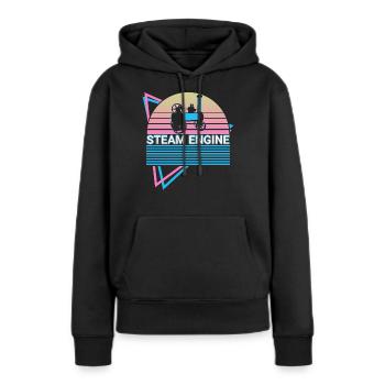 Dampflokomotive Retro - Frauen Premium Bio Hoodie - Schwarz - Vorne - Julia (174cm)