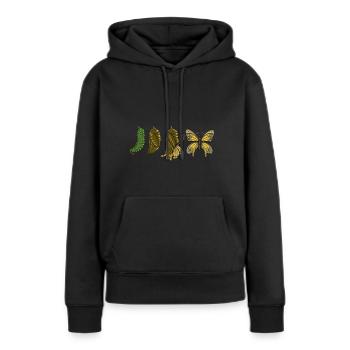 Chenille - Sweat à capuche Premium bio Femme - noir - Devant - Julia (174cm)