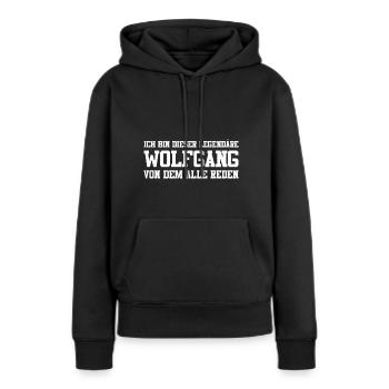Wolfgang Name Design - Frauen Premium Bio Hoodie - Schwarz - Vorne - Julia (174cm)