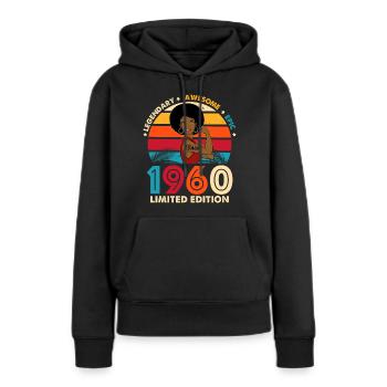 Legendary Woman 1960 limitierte Edition - Frauen Premium Bio Hoodie - Schwarz - Vorne - Julia (174cm)
