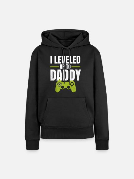 I Leveled Up to Daddy - Frauen Premium Bio Hoodie - Schwarz