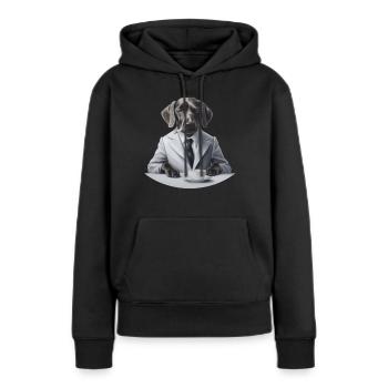 Hund wie Herrchen oder Frauchen - Frauen Premium Bio Hoodie - Schwarz - Vorne - Julia (174cm)