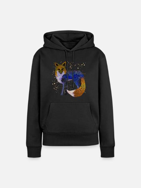 Fuchs bei Nacht - Frauen Premium Bio Hoodie - Schwarz