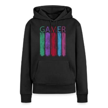 gamer - Sweat à capuche Premium bio Femme - noir - Devant - Julia (174cm)