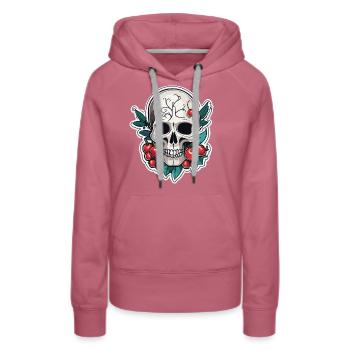 Skull with Cherrys - Frauen Premium Bio Hoodie - Malve - Vorne - Isabella (175cm)