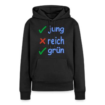 jung reich grün Version 2 - Frauen Premium Bio Hoodie - Schwarz - Vorne - Julia (174cm)