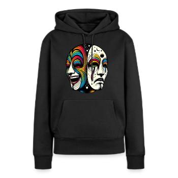 Mask - Frauen Premium Bio Hoodie - Schwarz - Vorne - Julia (174cm)