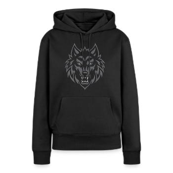 Loup 2024 01 - Sweat à capuche Premium bio Femme - noir - Devant - Julia (174cm)