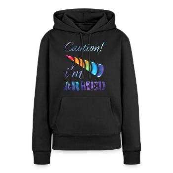 Vorsicht! Ich bin bewaffnetes Einhorn - Frauen Premium Bio Hoodie - Schwarz - Vorne - Julia (174cm)