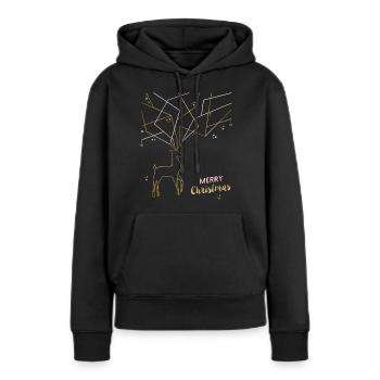 Filigrane de cerf, Joyeux Noël - Sweat à capuche Premium bio Femme - noir - Devant - Julia (174cm)
