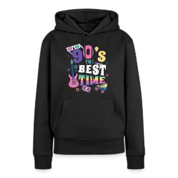 années quatre-vingt-dix - Sweat à capuche Premium bio Femme - noir - Devant - Julia (174cm)