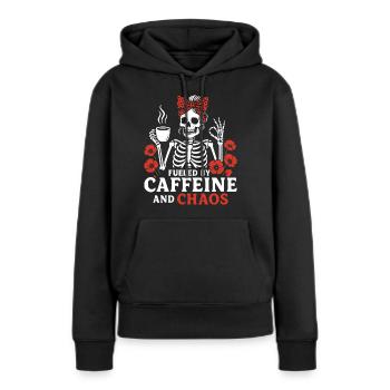 Mère Caféine Maman Squelette Café - Sweat à capuche Premium bio Femme - noir - Devant - Julia (174cm)