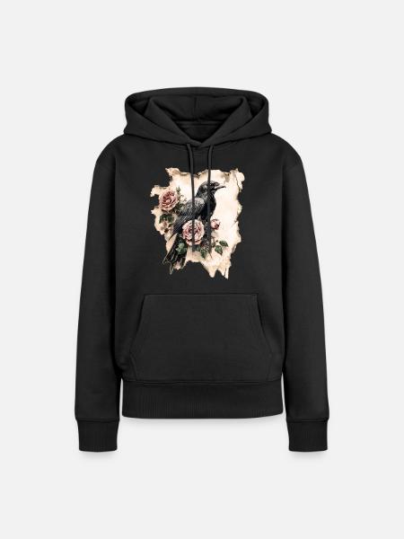 Rabe - Frauen Premium Bio Hoodie - Schwarz