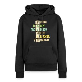 Fête des pères - Sweat à capuche Premium bio Femme - noir - Devant - Julia (174cm)