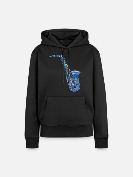 Saxophon bunt - Frauen Premium Bio Hoodie - Schwarz