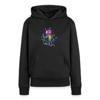 BRAIN PLANET MEDUSA - Frauen Premium Bio Hoodie - Schwarz - Vorne - Julia (174cm)
