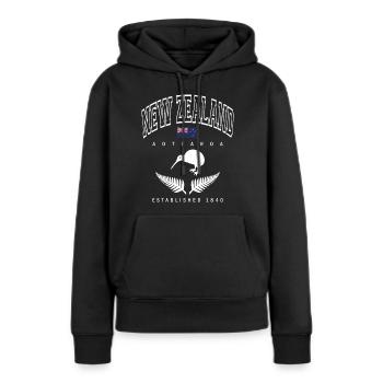 Nouvelle-Zélande - Sweat à capuche Premium bio Femme - noir - Devant - Julia (174cm)