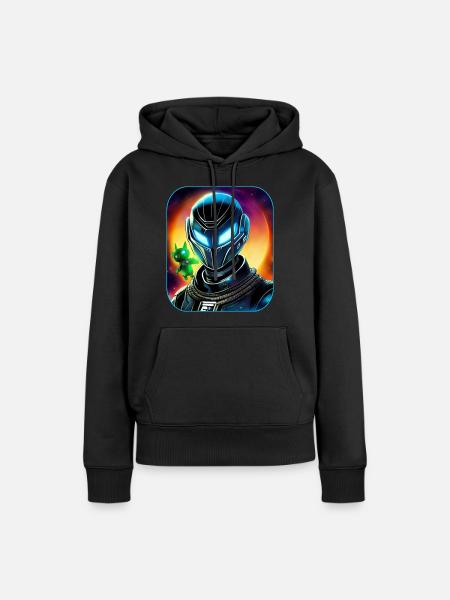 Weltraum Astronaut mit Alienfee - Frauen Premium Bio Hoodie - Schwarz