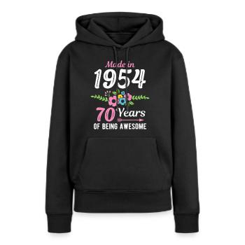70. Geburtstag Jahrgang 1954 Blumen 70 Jahre - Frauen Premium Bio Hoodie - Schwarz - Vorne - Julia (174cm)