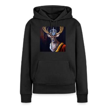 cerf - Sweat à capuche Premium bio Femme - noir - Devant - Julia (174cm)
