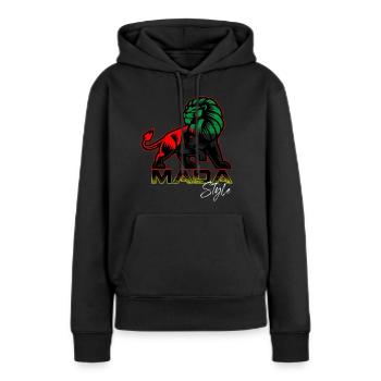 Hinweis Martinque Mada Style Lion - Frauen Premium Bio Hoodie - Schwarz - Vorne - Julia (174cm)
