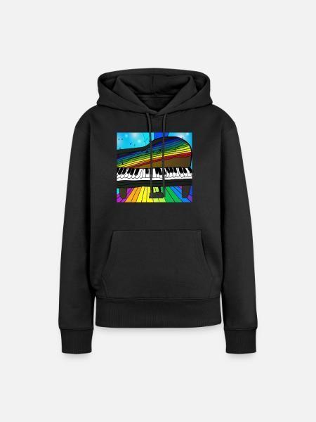 Piano auf Regenbogen - Frauen Premium Bio Hoodie - Schwarz