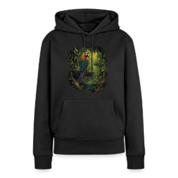 Bébé perroquet Oiseau Ara Wilderness - Sweat à capuche Premium bio Femme - noir - Devant - Julia (174cm)
