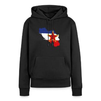 Idée cadeau nostalgie des Balkans Yougoslavie - Sweat à capuche Premium bio Femme - noir - Devant - Julia (174cm)
