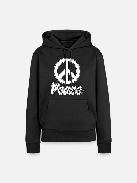 Frieden Peace - Frauen Premium Bio Hoodie - Schwarz