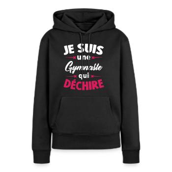 Je suis une Gymnaste qui déchire - Sweat à capuche Premium bio Femme - noir - Devant - Julia (174cm)