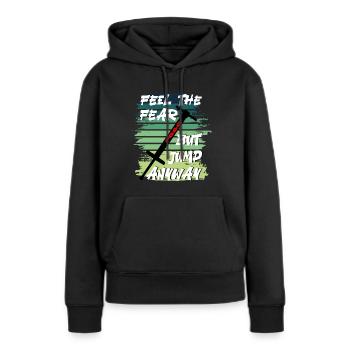 Pogo Stick Vintage feel the fear but jump anyway - Women’s Premium Organic Hoodie - black - Front - Julia (174cm)