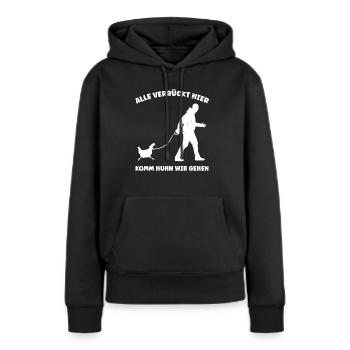 Huhn, Bauernhof, Hühner, Spruch, Bauer Hühnerstall - Frauen Premium Bio Hoodie - Schwarz - Vorne - Julia (174cm)