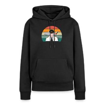 Flugzeuge Flieger Fliegen Pilot Pilotin Flughafen - Frauen Premium Bio Hoodie - Schwarz - Vorne - Julia (174cm)